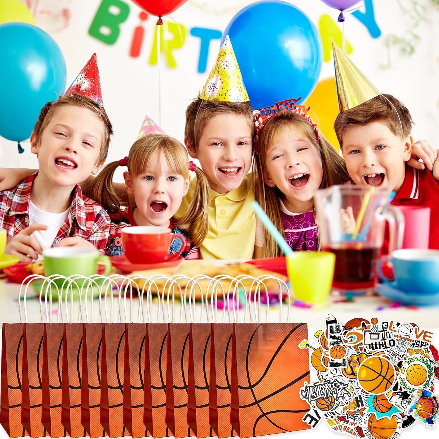 Set di 86 sacchetti regalo per feste di basket, portachiavi con cinturino a scatto, accessori per feste di basket, per ragazze e ragazzi