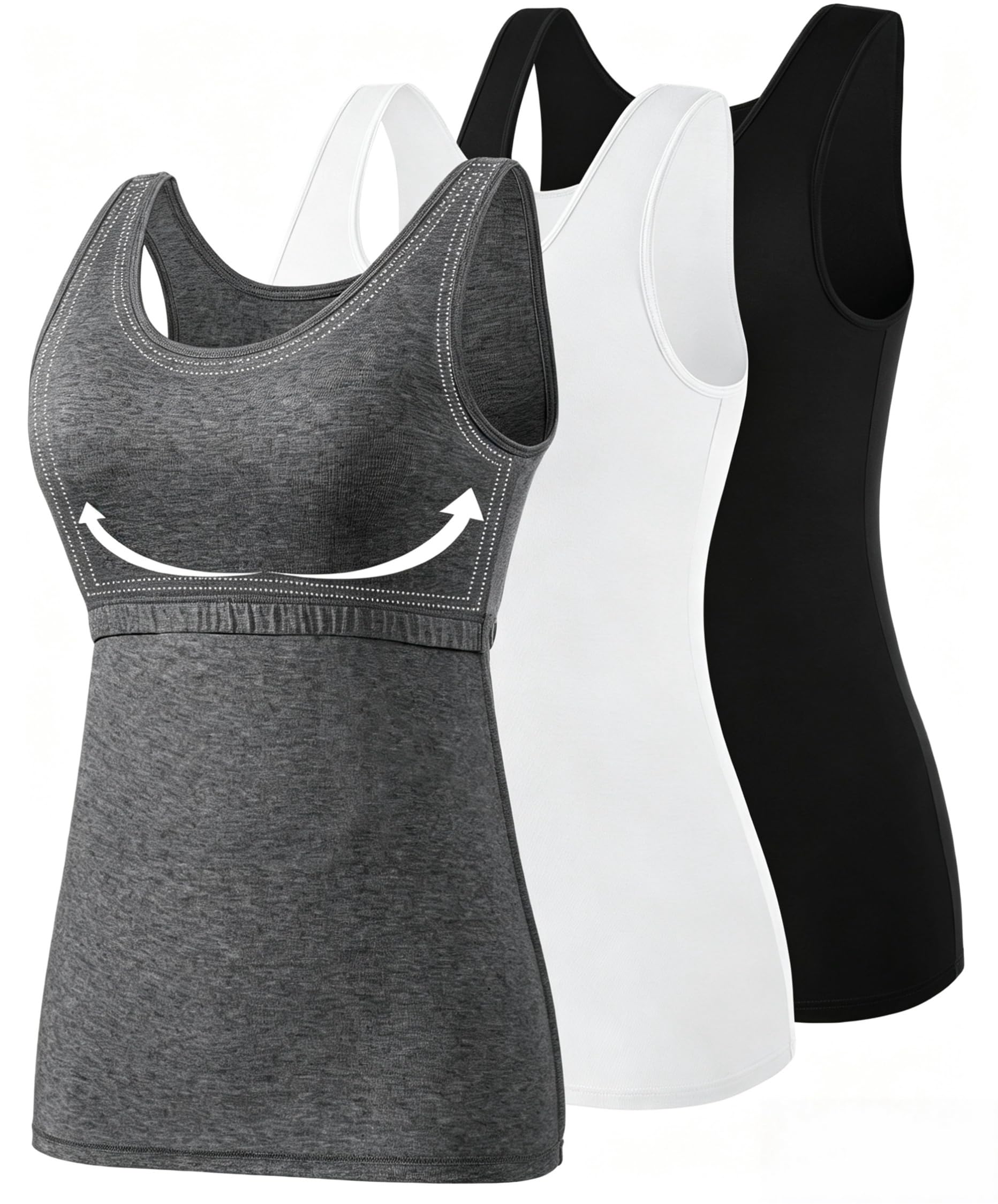 Vislivin Cotton Tank Tops with Shelf Bra for Women Stretch Tanks Wide Strap Undershirts