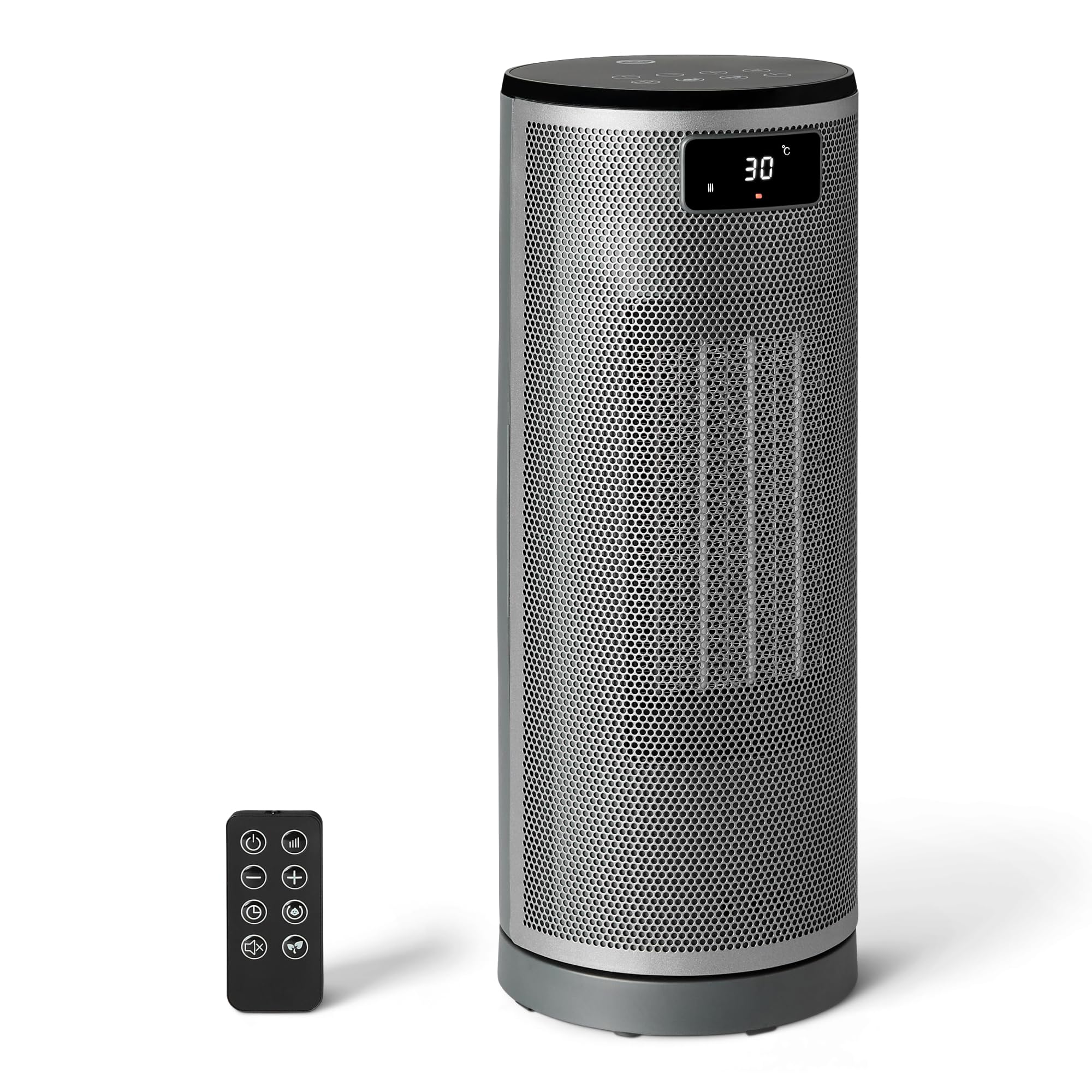 Amazon Basics Electric Heater, Portable Ceramic Fan Heater, 70° Oscillation, 1800W, 16inch, Grey