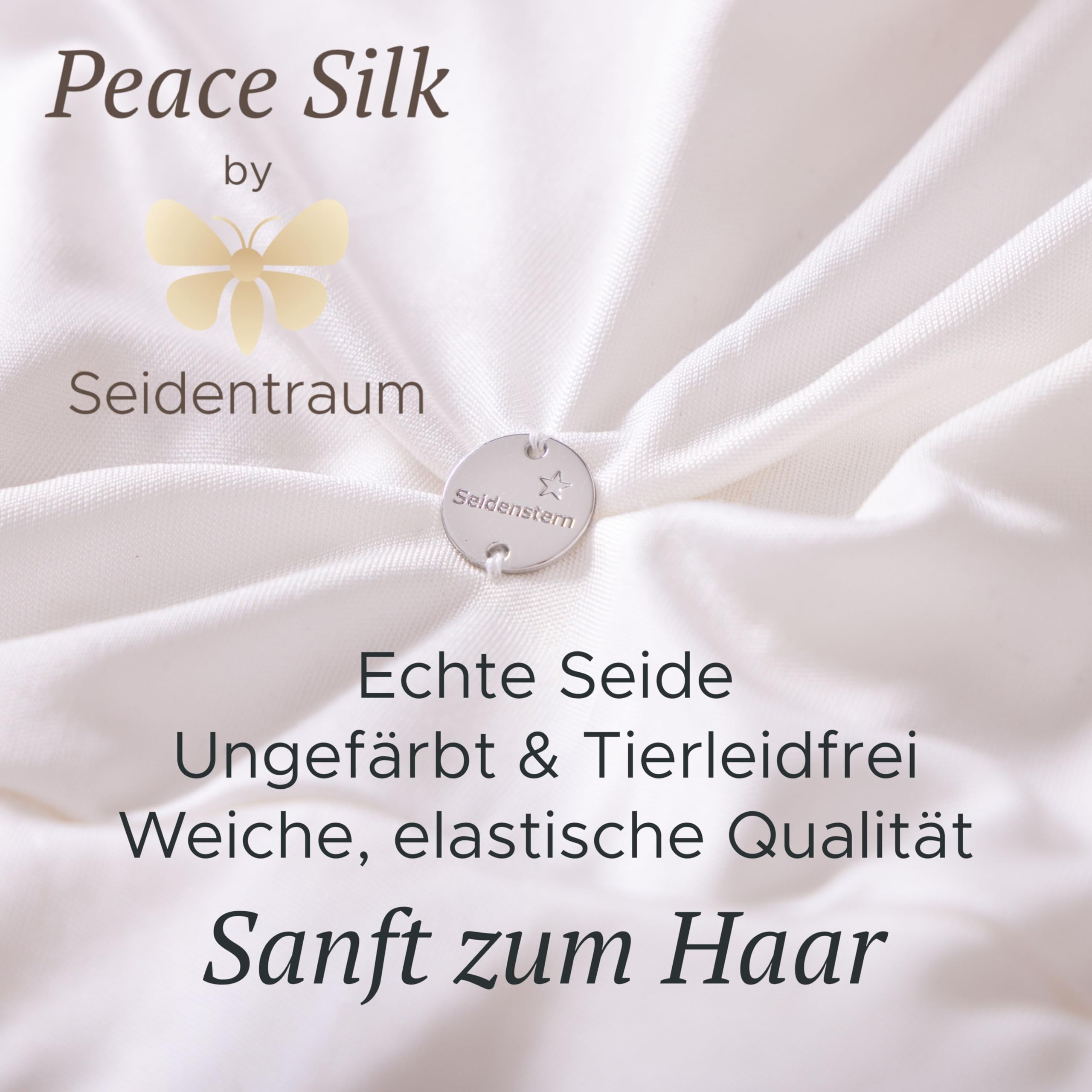 Seiden-Schlafhaube aus Peace Silk - Tierfreundlich, 100% echte Maulbeerseide, ungefärbt, ohne scharfe Chemie, sanft zum Haar, Einheitsgröße