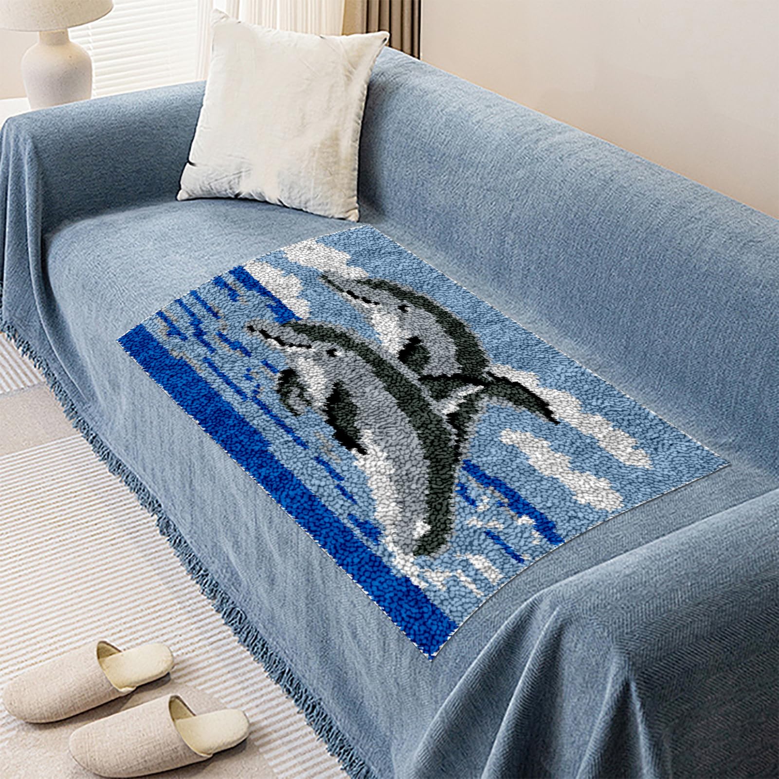 QUIYAEZY Zestawy haczyków z zatrzaskiem dla dorosłych, zestawy dywaników do haftu krzyżykowego, rękodzieło, dywan do dekoracji domu, 55 x 75 cm, duży zestaw do produkcji dywanów dla początkujących