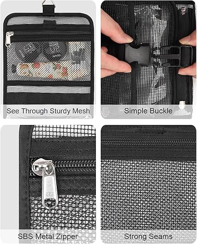 Miniatura 5 de Relavel Neceser colgante aprobado por la TSA para mujeres y hombres, 1-malla, Neceser colgante para mujer