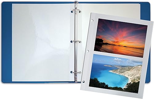Better Office Products 100 hojas de montaje de fotos, 11.0 x 8.7in, doble cara, 3 agujeros perforados, hojas de repuesto para álbum de fotos, 100