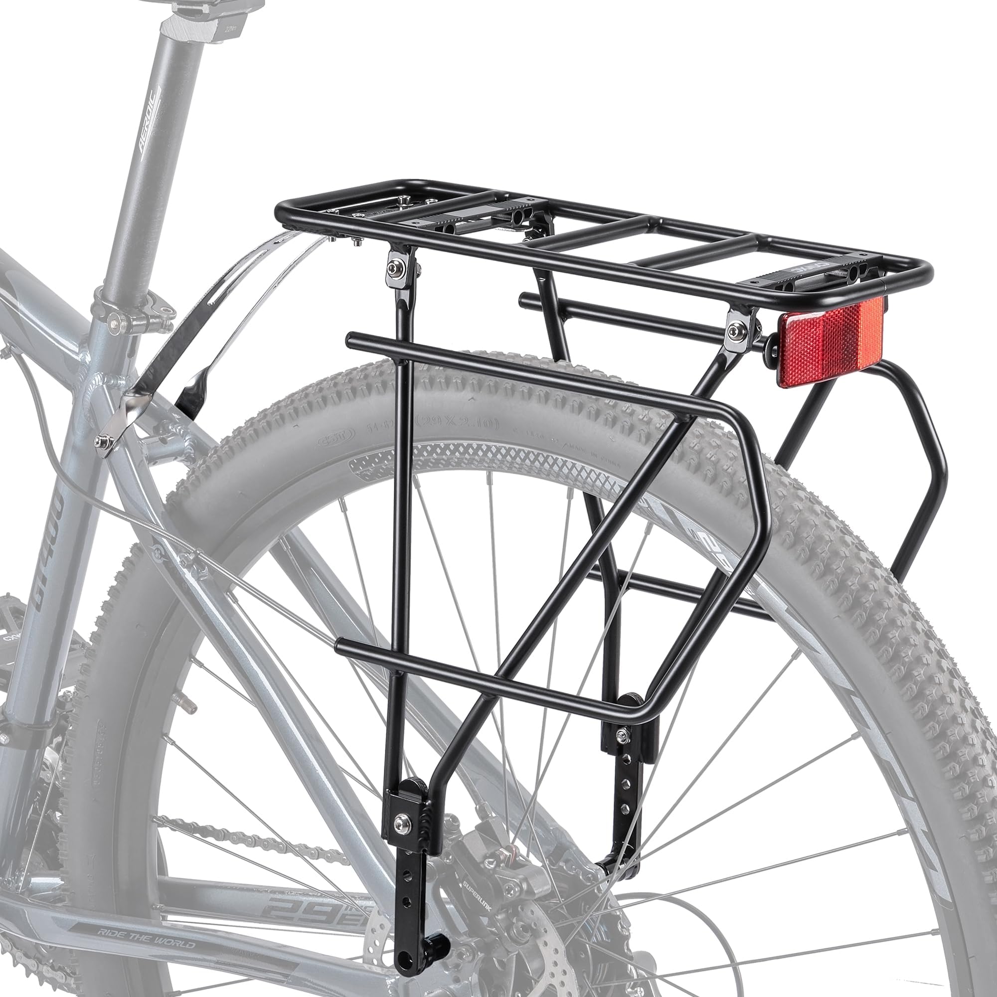 CXWXC Rear Bike Rack with Basket - Bike Cargo Rack for Disc Brake/Non-Disc Brake Mount - Bicycle Pannier Rack, Touring Carrier Rack fit 26”-29” and 700c