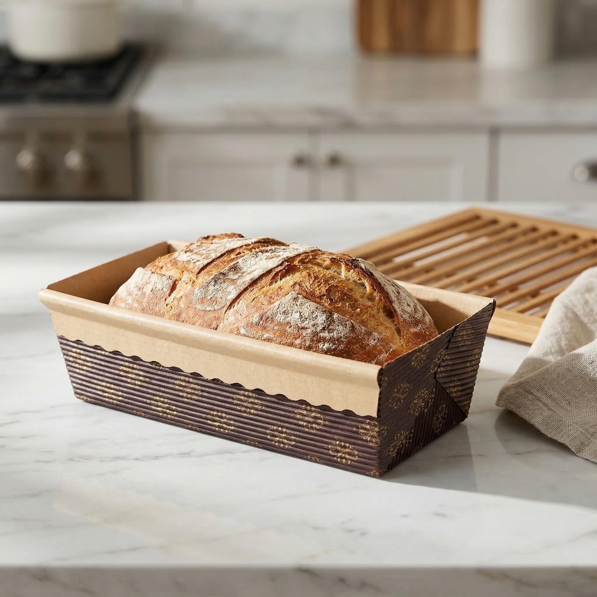 TIDTALEO Moldes de Papel Rectangulares en Forma de Barco para Hornear Pan, Resistentes al Aceite y Aptos para Microondas, Paquete de 50 Unidades para Cocinas y Fiestas