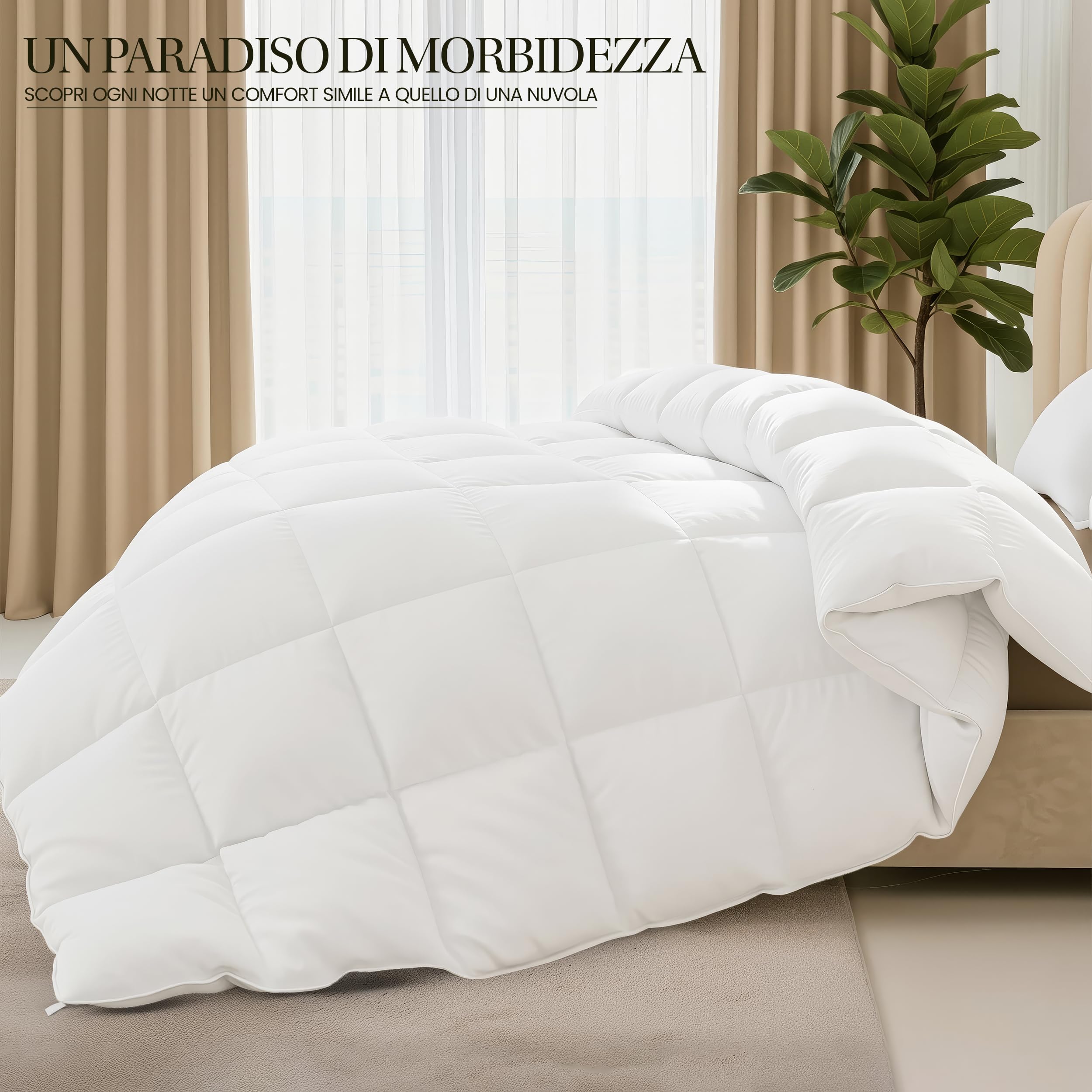 Utopia Bedding Invernale Piumone - Piumino Letto Matrimoniale - Trapunta Matrimoniale 100% Microfibra in Fibra Cava (Bianco, 230 x 220 cm - 350 gsm)
