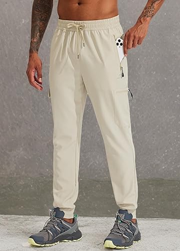 Miniatura 6 de Willit Pantalones de senderismo ligeros para hombre, de secado rápido, impermeables, tipo cargo joggers con bolsillos con cremallera, para viajes