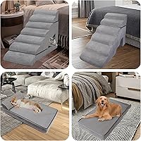 Vista 4 de Dog Stairs & Steps for High Beds 30-36 inches High Tall, LitaiL 7-Steps Non-Slip Pet Stairs for Small, Older Pets, Sturdy Dog Ramp with Removable