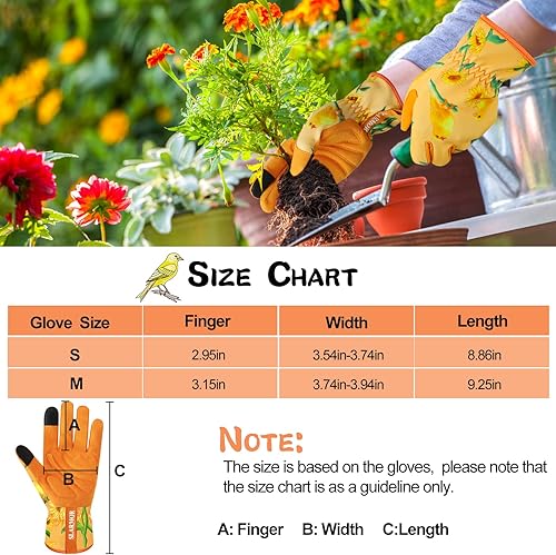 Miniatura 5 de Guantes de cuero para jardinería para mujer, guantes de trabajo a prueba de espinas para deshierbe, excavación, plantación, poda, guantes de jardín