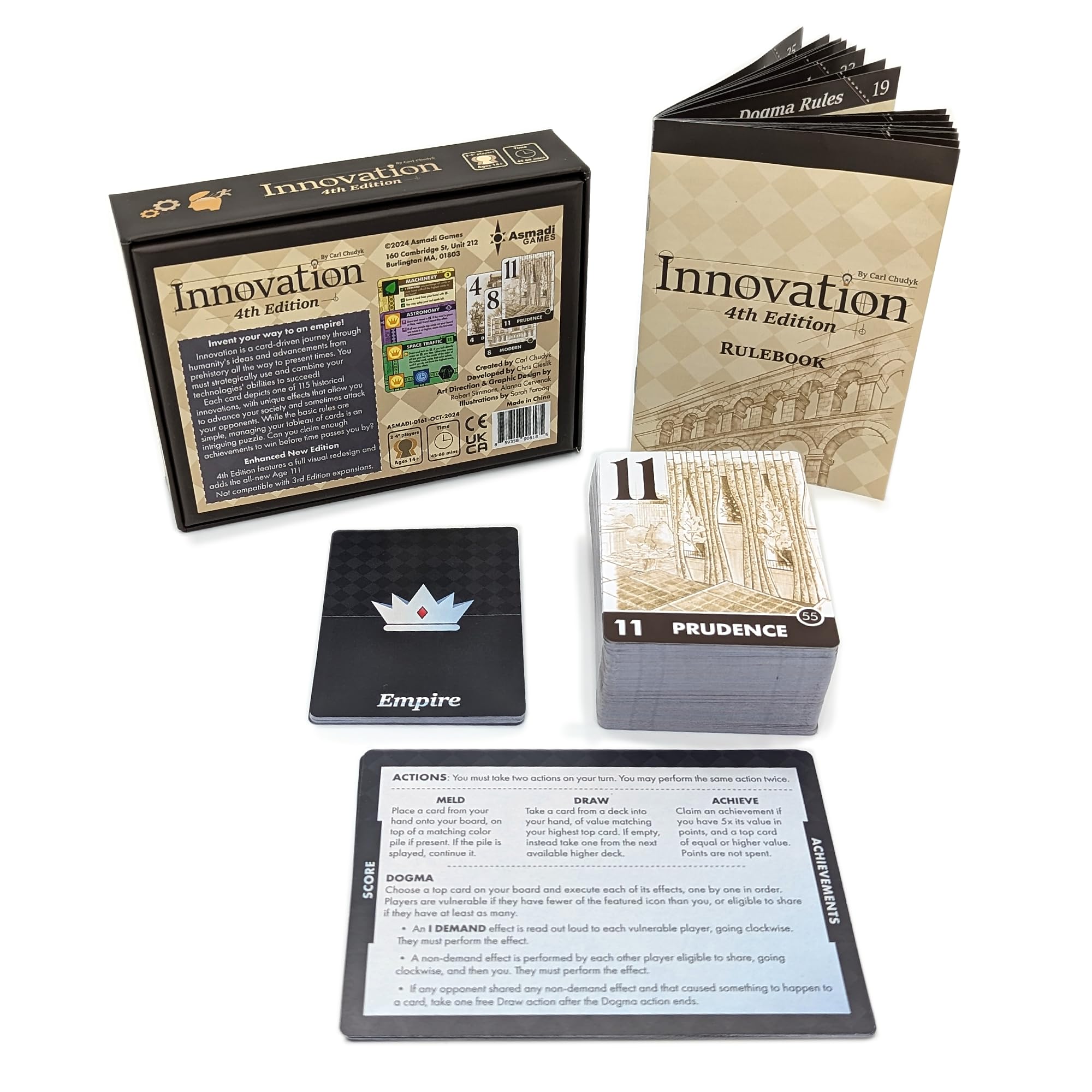 Asmadi Games Innovation  - Strategy Card Game, Invent an Empire, Tableau Building, Ages 14+, 2-4 Players: 4th Edition