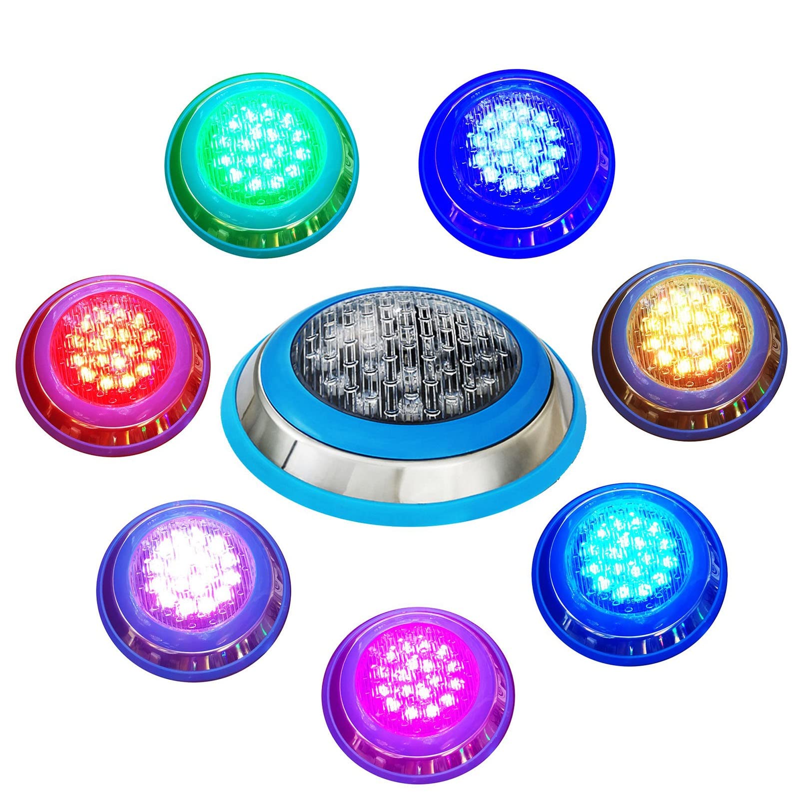 Luci da Piscina a LED subacquee, luci paesaggistiche da 24V CA, Cavo da 20 Piedi/6 m Montato in Superficie IP68 Impermeabile, Luce per Fontana Subacquea in Acciaio Inossidabile con Telecomando (Color