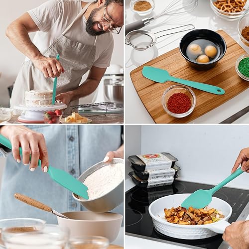 Miniatura 4 de HAUSHOF Juego de 4 espátulas de silicona, espátulas de silicona de grado alimenticio para cocinar, hornear, mezclar, espátulas para uso en cocina,