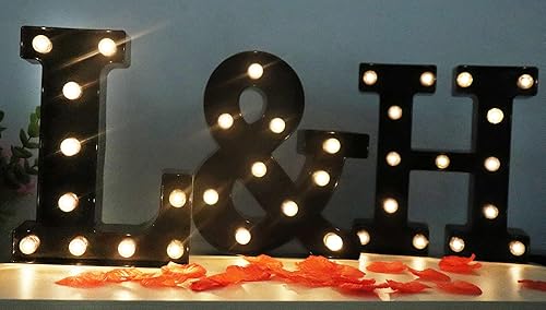 Miniatura 4 de AUSAYE Luces LED negras con números de marquesina, letrero de luces de número de marquesina, luz nocturna para boda, fiesta de cumpleaños, lámpara