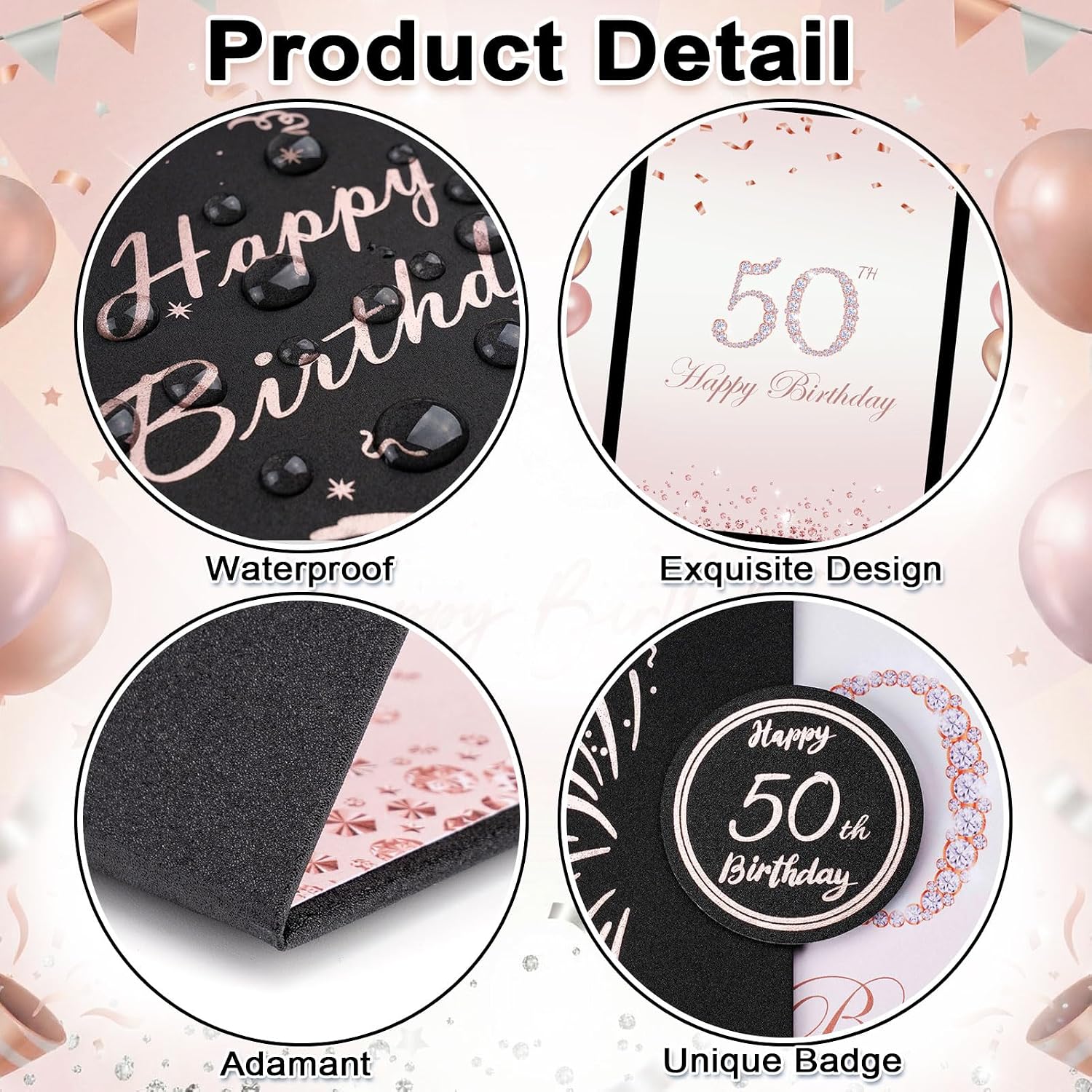 Birthday Party Decoration Guest Book Black and Pink 50th