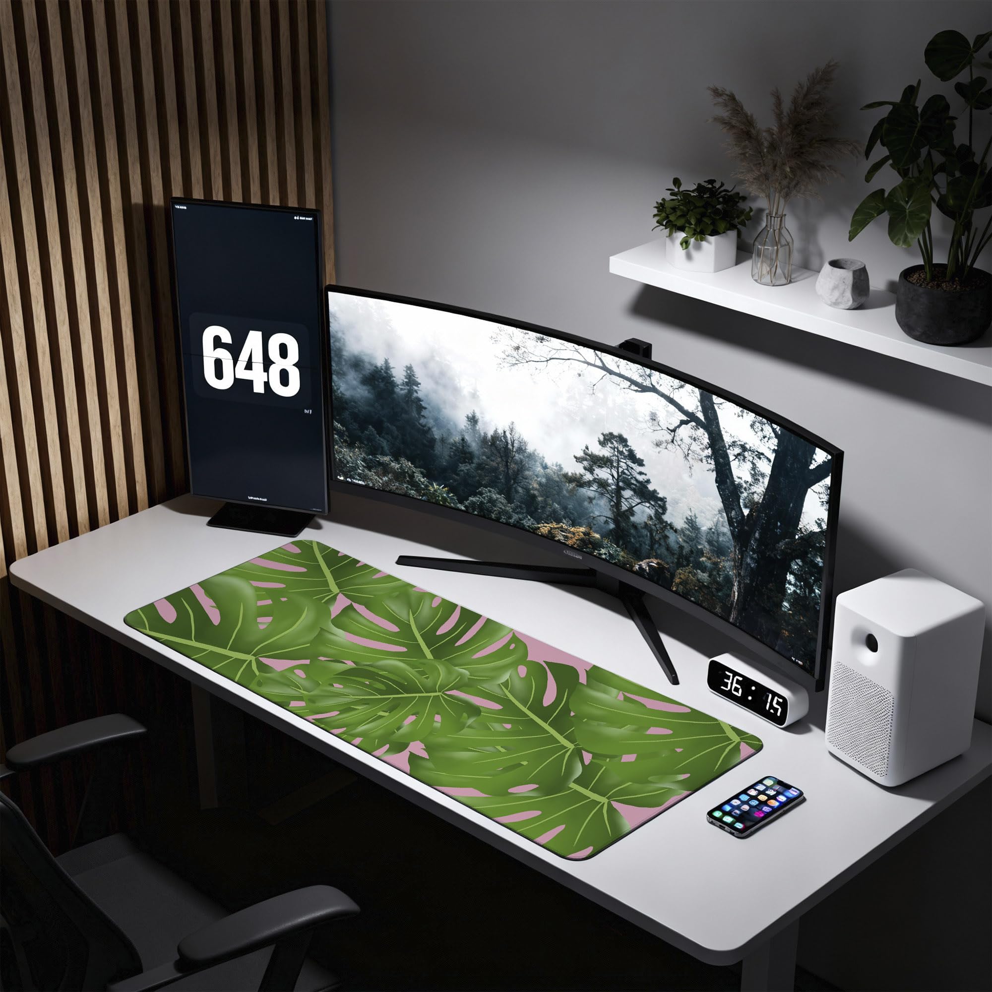 SoulAbiti Tropical Greens Extended Desk Pad (36x14 Inch) - Nature Series XXL Mouse Pad - Non-Slip Rubber Base & Stitched Edges 4