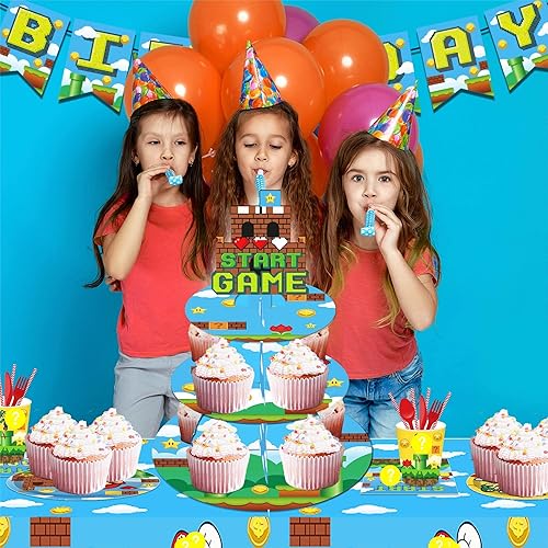 Miniatura 2 de Gran soporte para cupcakes de Mario de 3 niveles, bandeja de cartón de 12 pulgadas para cupcakes, bandeja para bodas, cumpleaños, baby shower,