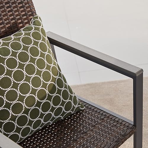 Miniatura 5 de VICLLAX Juego de 4 sillas de mimbre para exteriores, sillas de comedor de ratán para patio con marco resistente a la intemperie para jardín, porche,