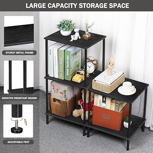 Miniatura 6 de melos Estantería de 3 niveles, estantería clásicamente alta, organizador de almacenamiento, estante moderno para dormitorio, sala de estar y oficina