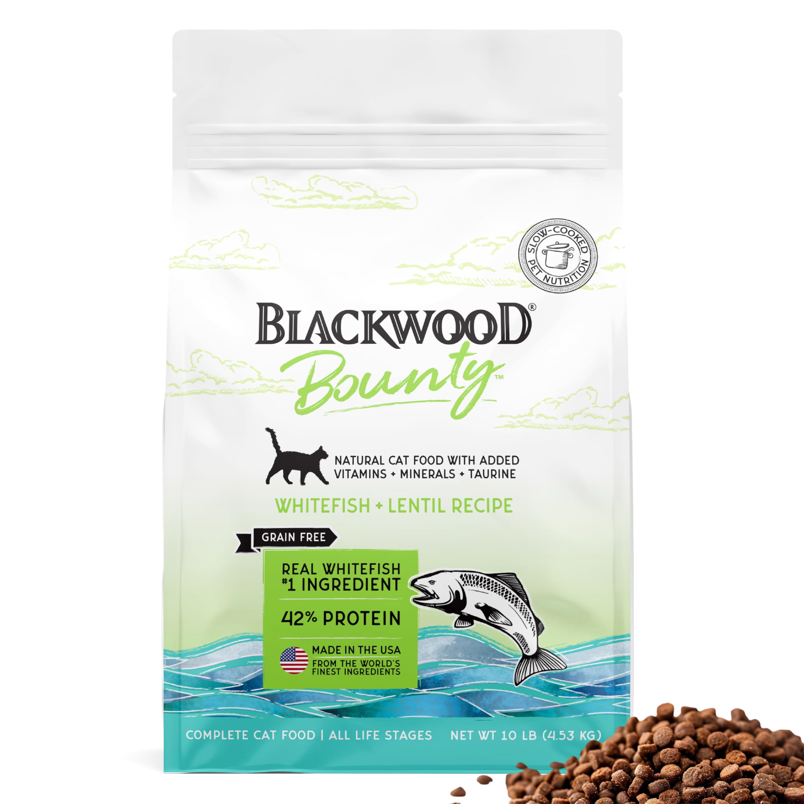 Blackwood Bounty Dry Cat Food, Whitefish &amp; Lentil Recipe, 10 lb