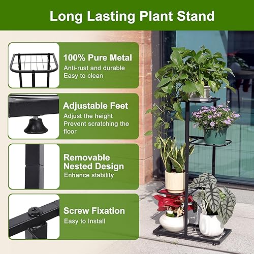 Miniatura 2 de Soporte para Plantas de Interior y Exterior, Soportes de Metal para Plantas de Esquina, Estante Alto Resistente para Plantador para Múltiples