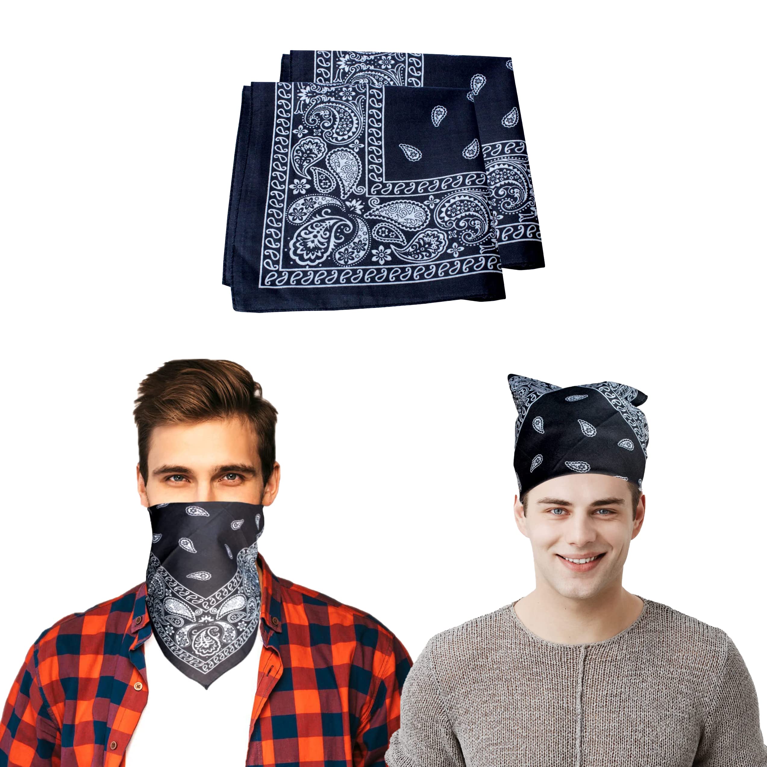 Unisex Cotton Printed Bandanas Big Size Handkerchief Head Wraps for Men and Women(Multicolor, Set of 2Pcs)-image-23