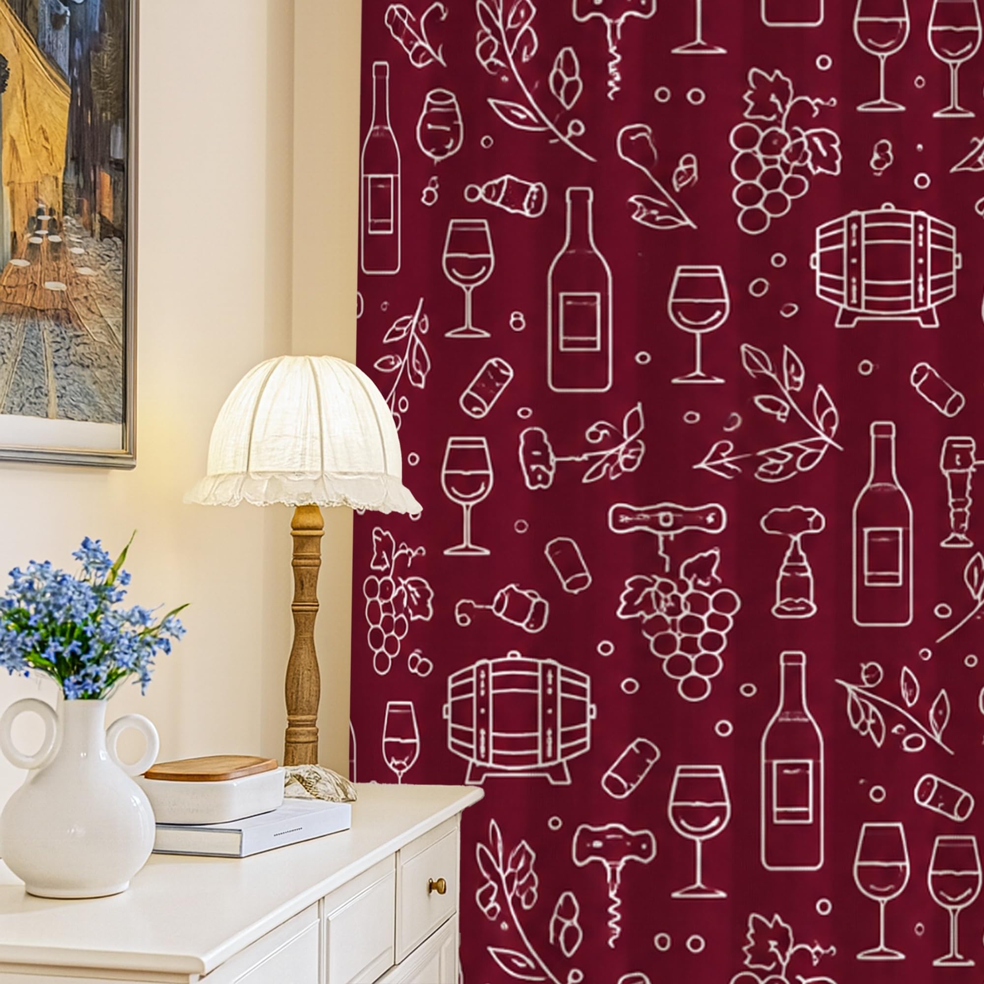 Rideaux de cuisine rustiques bordeaux occultants pour une ambiance bistrot