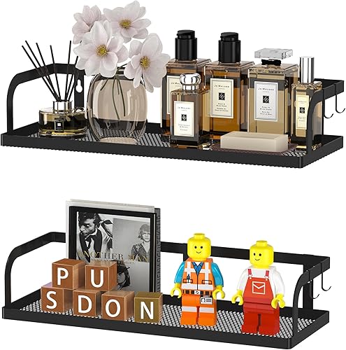 PUSDON Cestas de almacenamiento colgantes para montaje en pared, estante de almacenamiento de alambre de metal para cocina, baño, ducha, estante de