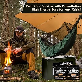 PEAK4RATION High Energy Bar | Long Shelf-Life Compressed Biscuits – Caramel Cinnamon | 3kg (12x250g Metal Tin) | 13728 kcal Outdoor & Emergency Ration Bar | Hardtack Compact Survival Preparedness Food
