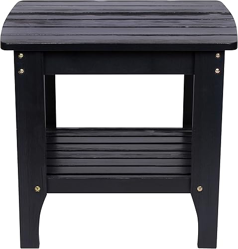 Miniatura 3 de Shine Company 4113BK Long Island Mesa auxiliar rectangular pequeña para patio, mesa auxiliar de madera para muebles de exterior para interiores y