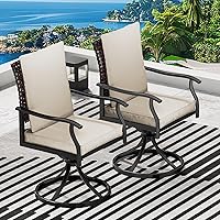 LEVELEVE 5-Piece Outdoor Patio Dining Set: 4 Swivel Chairs & Large Round Table for Garden, Deck, Backyard