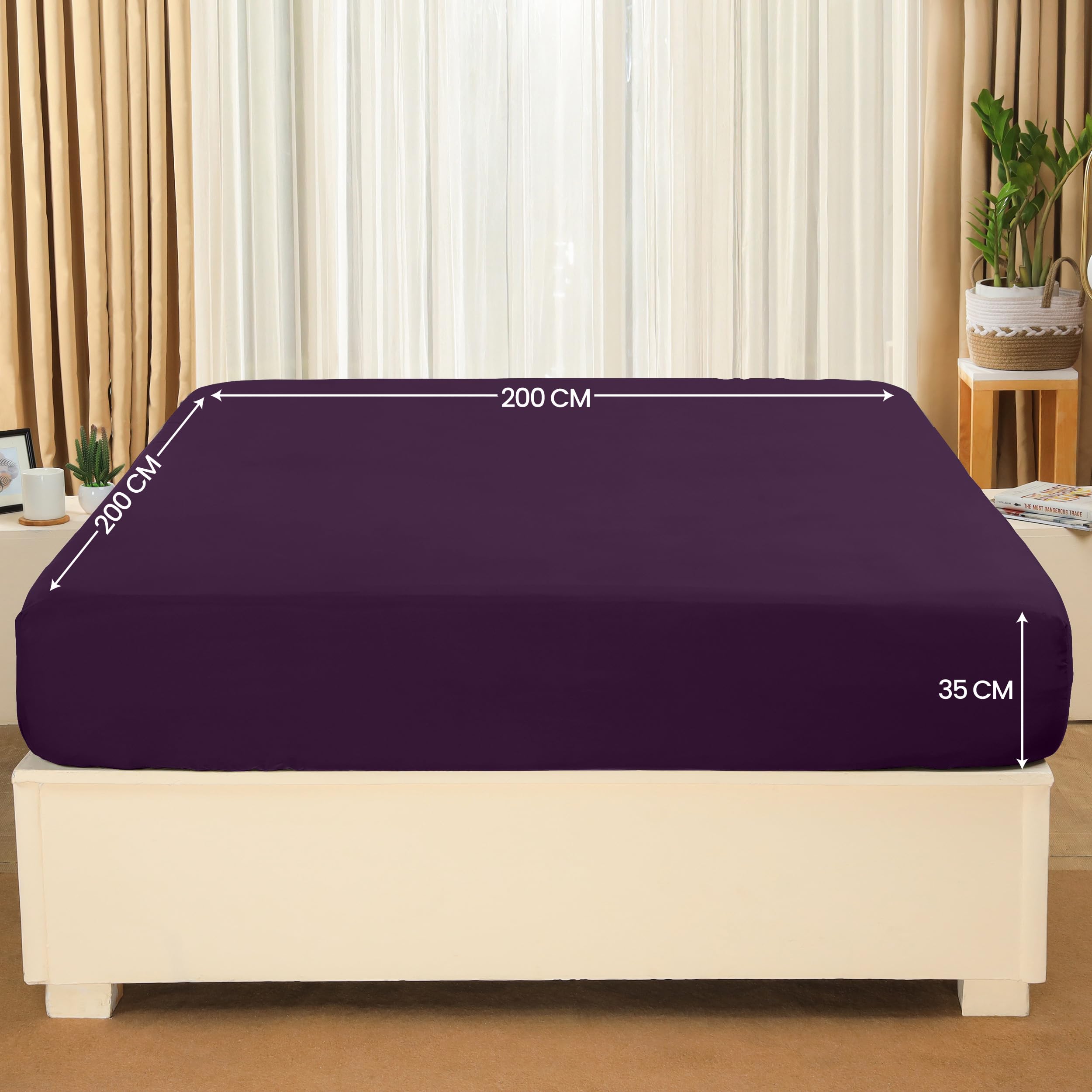 Utopia Bedding Lenzuolo con Angoli Due Piazze Matrimoniale - 200x200cm - Viola - Microfibra di Poliestere Spazzolato - Lenzuolo sotto con Angoli Elasticizzato