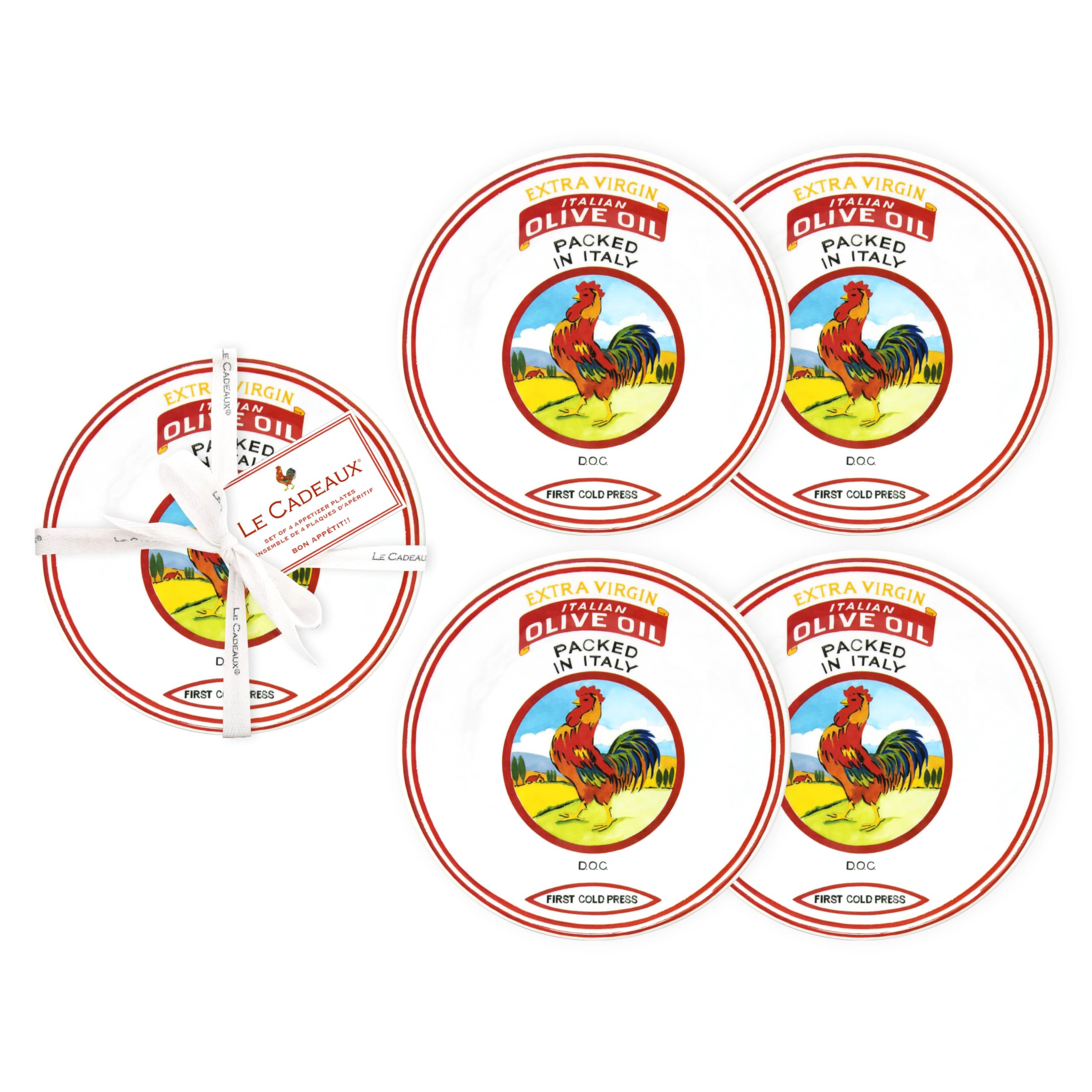 Le Cadeaux Luxury Melamine Appetizer Plates 6.5 Inches Set of 4, Vintage Olive