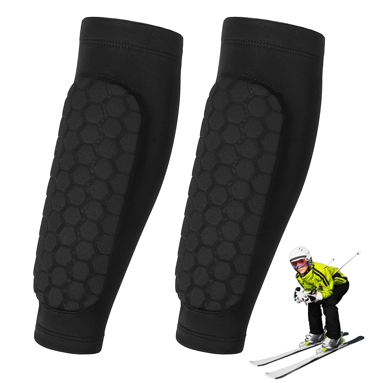 WJIAAA Soccer Shin Defender, 1 Pairs Shin Guards for Youth & Adults, Calf Compression Sleeves with Honeycomb Pads, Breathable Nylon Spandex(M)