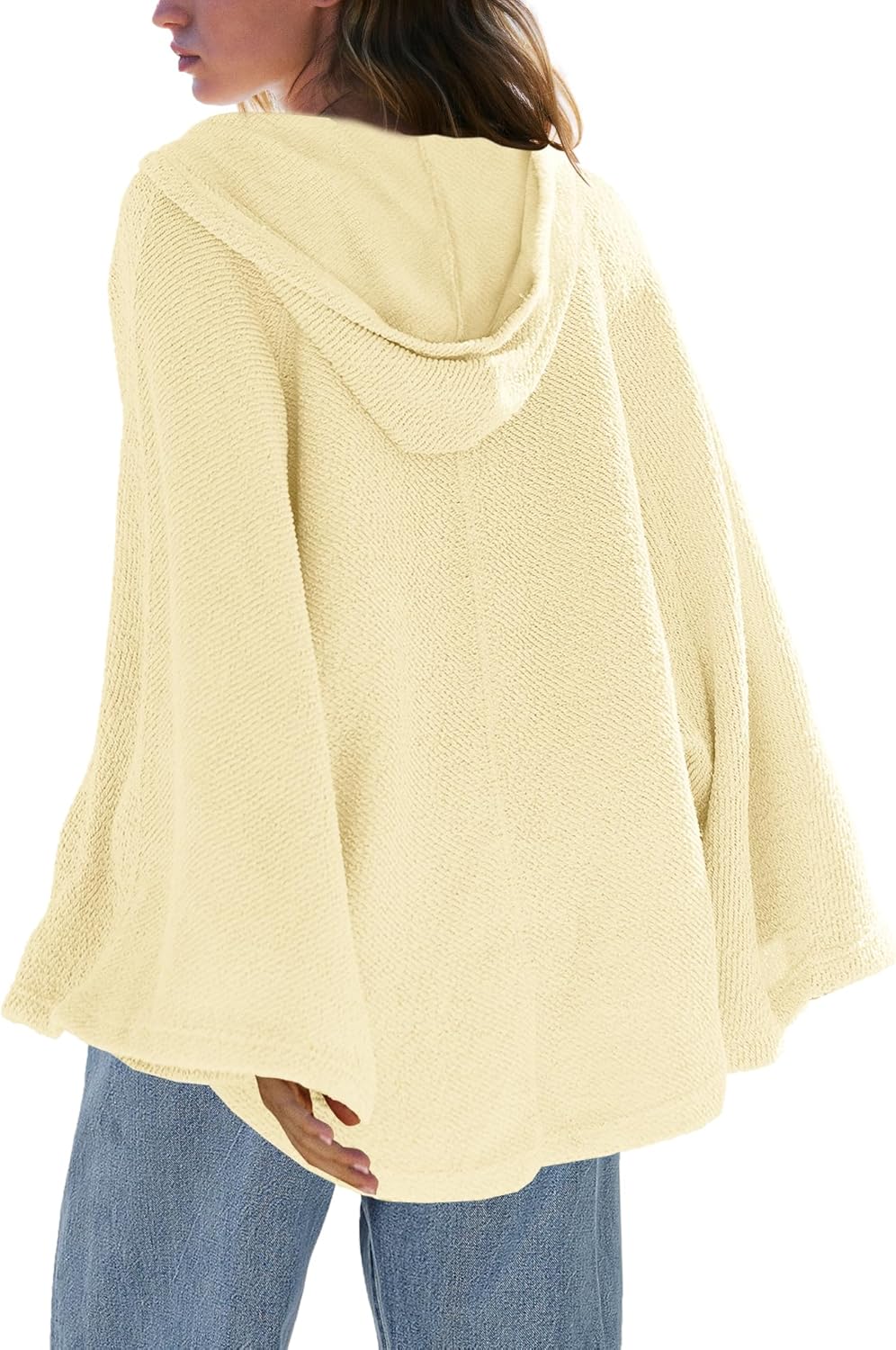 Yanekop Womens V Neck Sweatshirt Oversized Hoodies Pullover Bell Sleeve Tops Trendy Loose Fit Sweatshirt with Pocket - Image 4