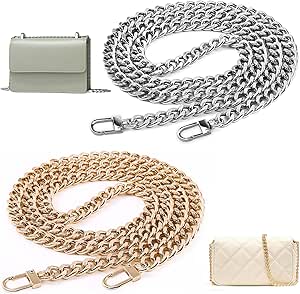 2 Catene Per Borse In Metallo - Tracolla 120cm Argento/Oro - Ricambio Elegante
