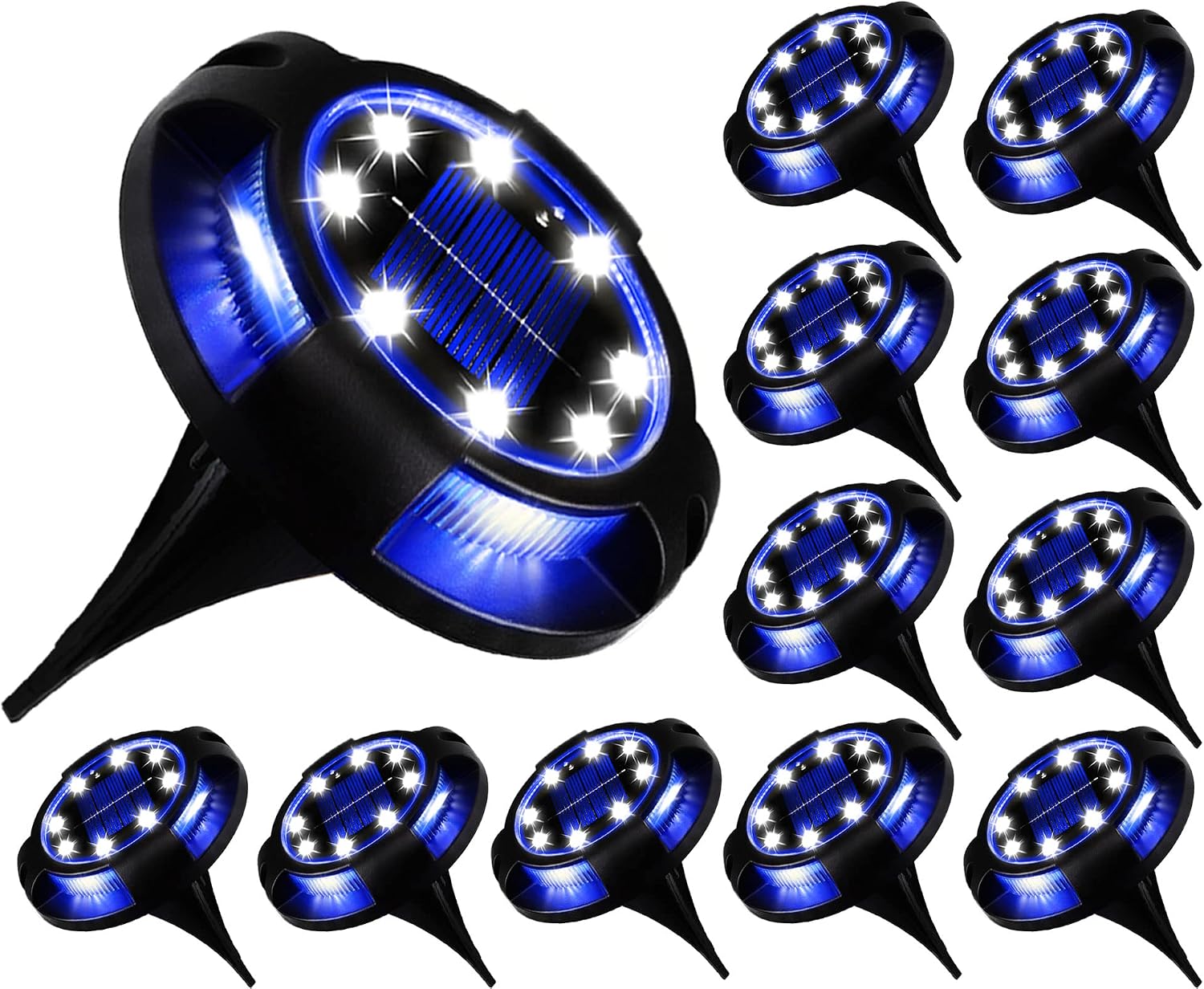 K.E.J. Solar Ground Lights Disk Lights Outdoor Powered Waterproof In-Ground Lights,Solar Landscape Lighting Easter Decoration for Garden Lawn Patio Pathway Yard Deck Walkway Driveway