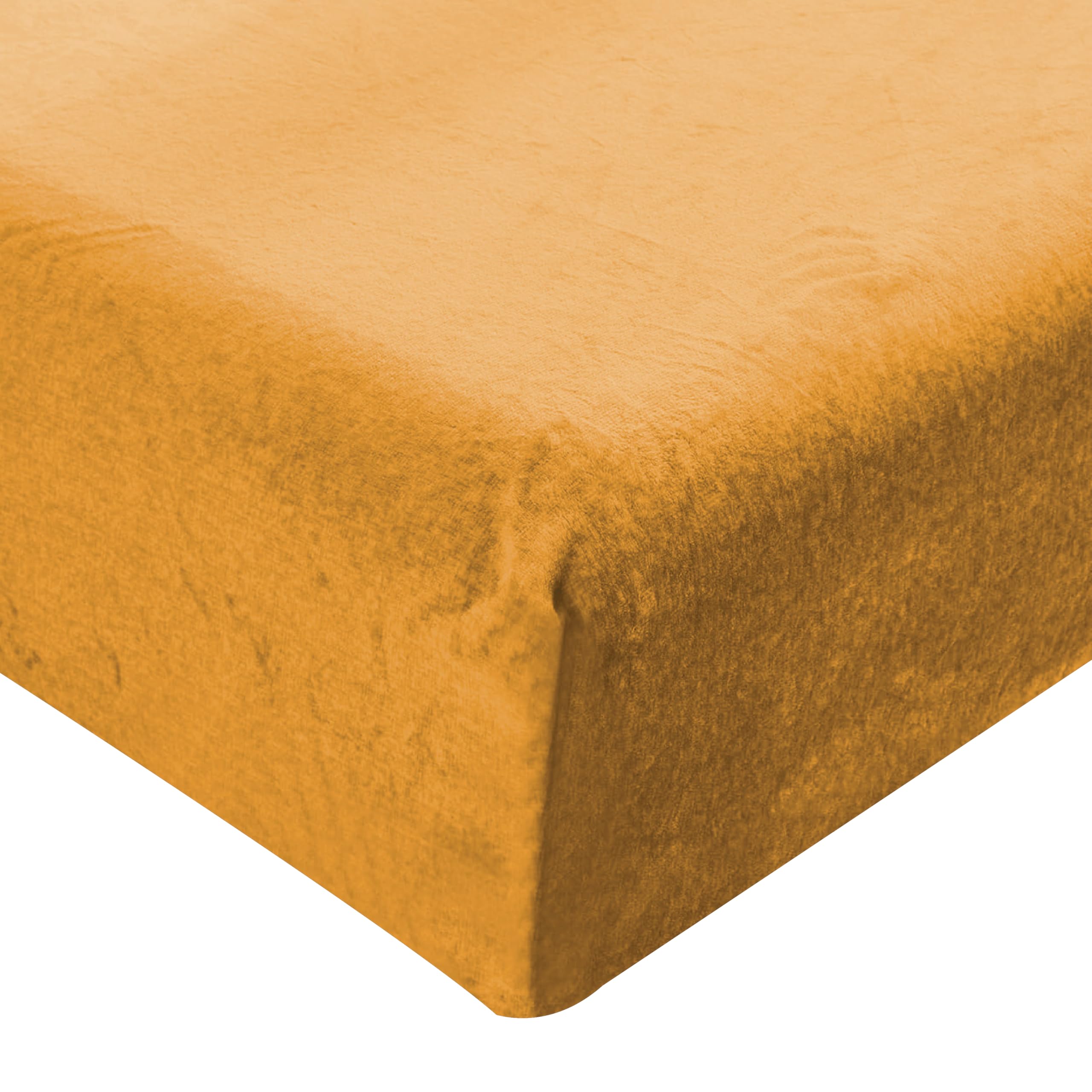 EV DEKOR® Teddy Fleece Super-King Ochre Plain Fitted Sheet Bedsheet -Super-Soft Thermal Warm 100% Polyester Fabric -Bottom Sheet - Double Bed cosy Bedsheets