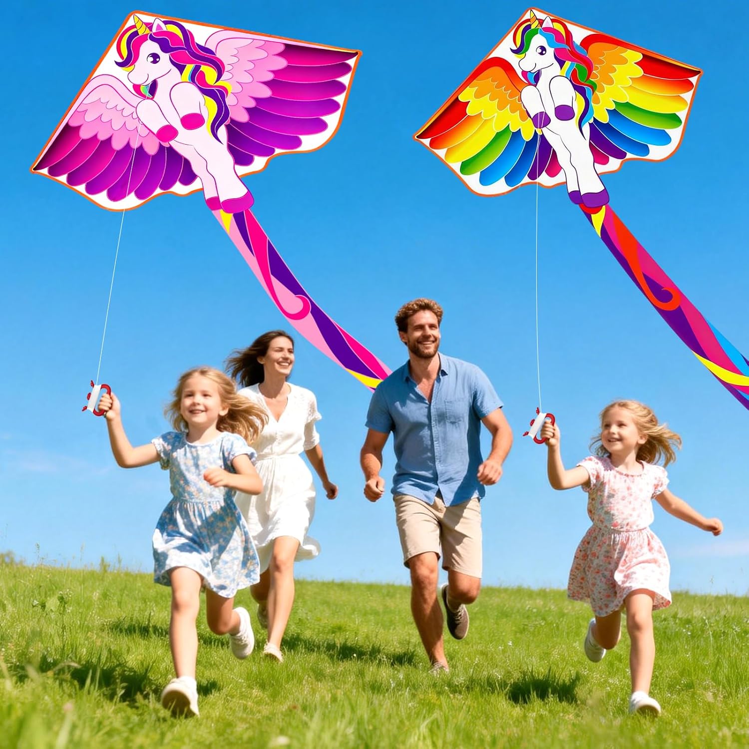 Kite for Kids Ages 4-8 8-12 & Adults, Shark & Dragon & Unicorn & Butterfly Kites Flying Toys, Easy to Fly Big Kite with 328FT String Easter Gift for Boys Girls Beach Park Outdoor Party Activities