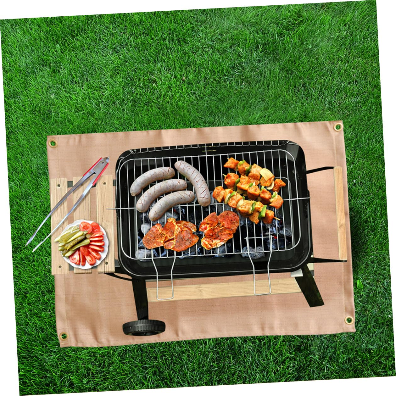 Tappeto 2 Pezzi in Fibra di Vetro 45x45 Cm Ignifugo per Grill