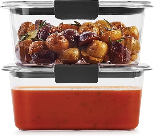 Vista 50 de Rubbermaid Brilliance - Recipientes de almacenamiento de alimentos sin BPA con tapas, herméticos transparentes juego de 2 (taza de 9,6), ideales