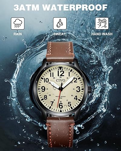 Miniatura 4 de CIVO Analog Wrist Watches for Men Waterproof Stainless Steel Mens Watches - Silver Watch with Easy Read Dial Men's Watch for Gift