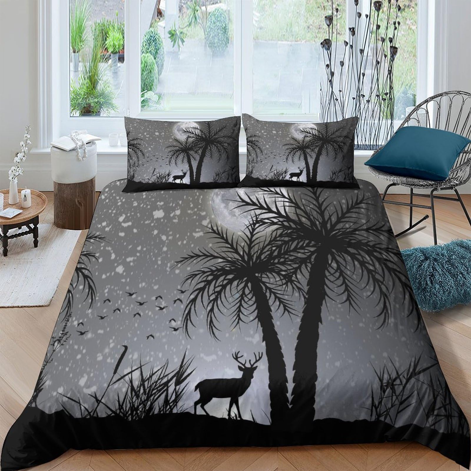 Housse de couette ciel étoilé et cerf pour créer une ambiance évasion dans la chambre