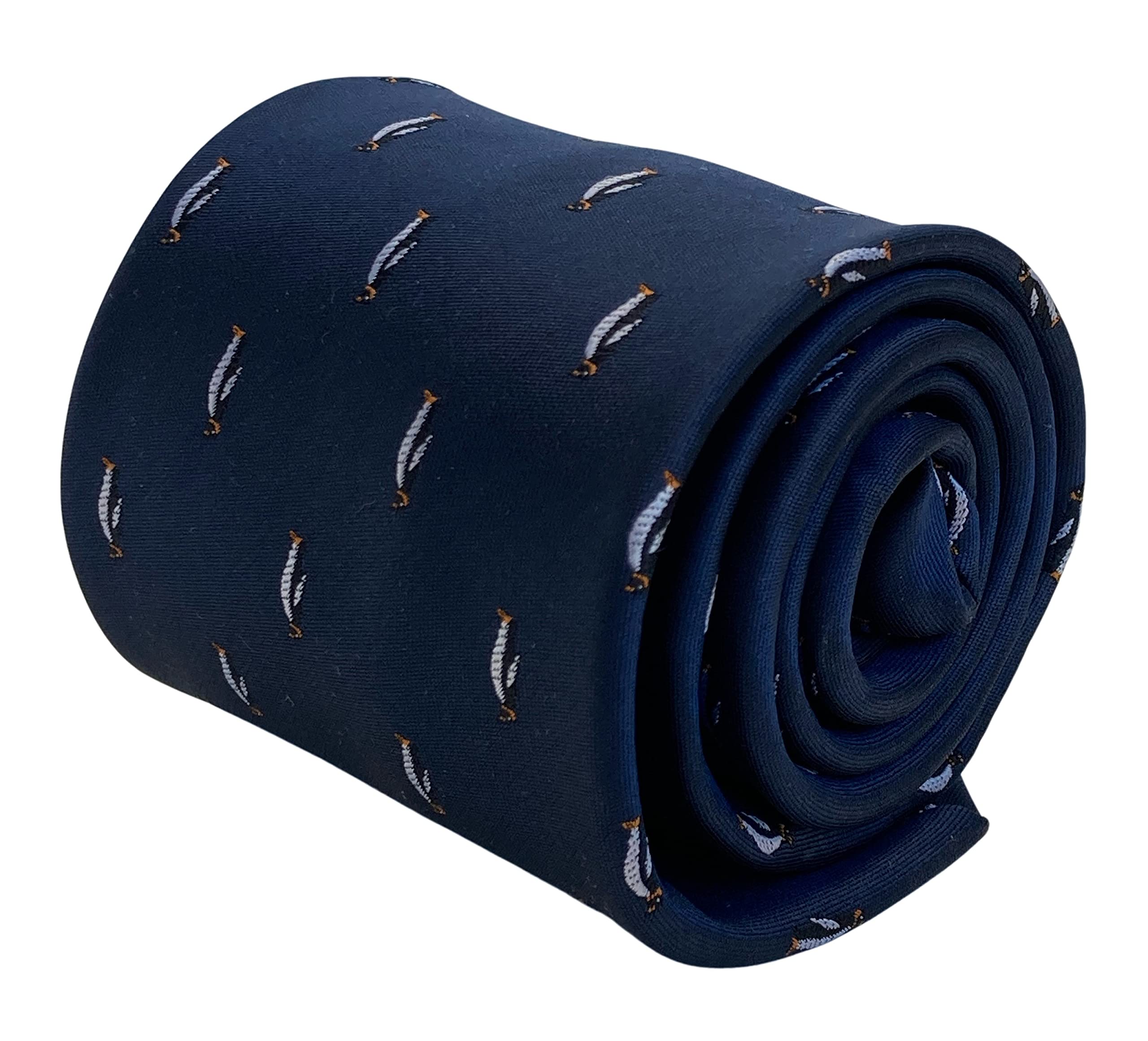 Frederick Thomas Navy Mens Tie with embroidered Penguin Print FT3229