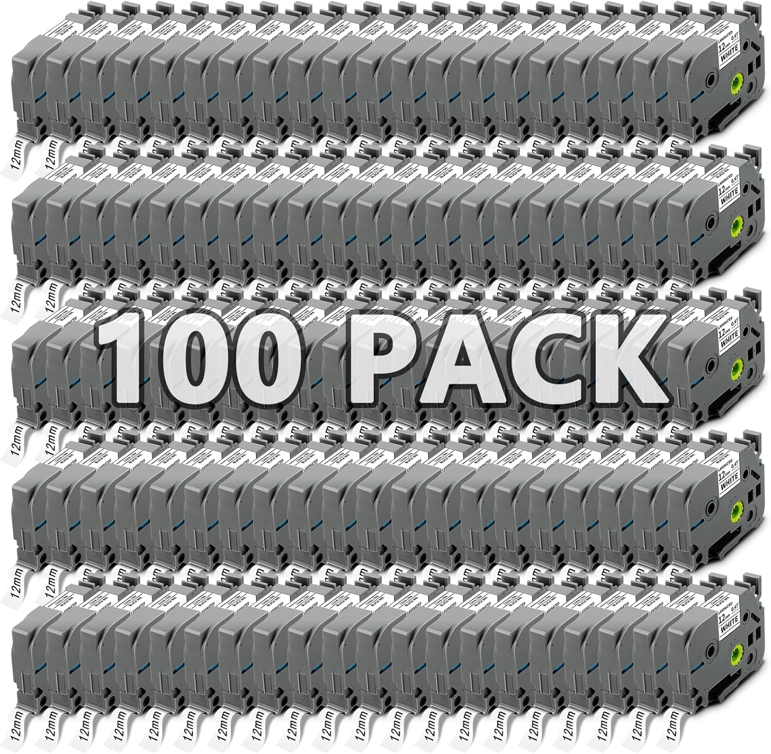 10-Pack TZe 12mm 0.47 Laminated White Tape Compatible for TZe-231 TZe231 TZ-231 Label Tape Refills for P Touch Label Maker Tape PT-H110 D220 D600 D410 D210 D200 D400 P700 1280 1880, 1/2 Inch