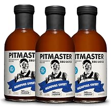 True Made Foods Pitmaster Memphis Sweet Barbecue Sauce - True Pitmaster Memphis-Style BBQ Flavor, No Sugar Added, Keto, Whole30 & Paleo Friendly - 18oz, 3 Pack - Ideal for Ribs, Pork, Chicken and Steaks