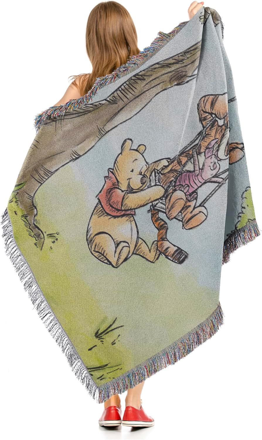 Northwest Winnie Puuh gewebte Wandteppich-Überwurfdecke, 121,9 x 152,4 cm, Pooh Having Fun