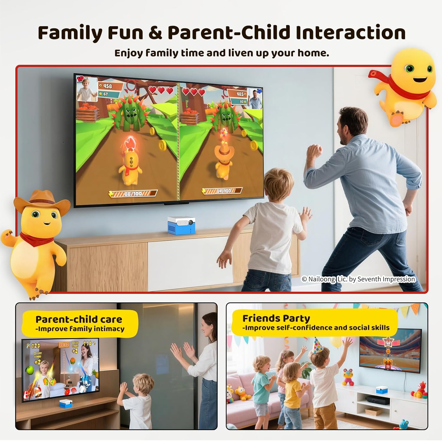 KINHANK MotionX Game Console for Kids & Family,Interactive AI Video System with 40+ Games,Multi-Player Active Play Connects to TV Plug&Play for Adults & Children,No Controllers Needed 6 8144DF C8EL. AC SL1500