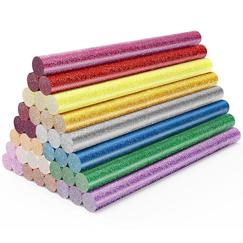 ENPOINT Barras de pegamento caliente con purpurina de color, paquete de 36 barras de pegamento termofusible, tamaño pequeño, barras adhesivas para