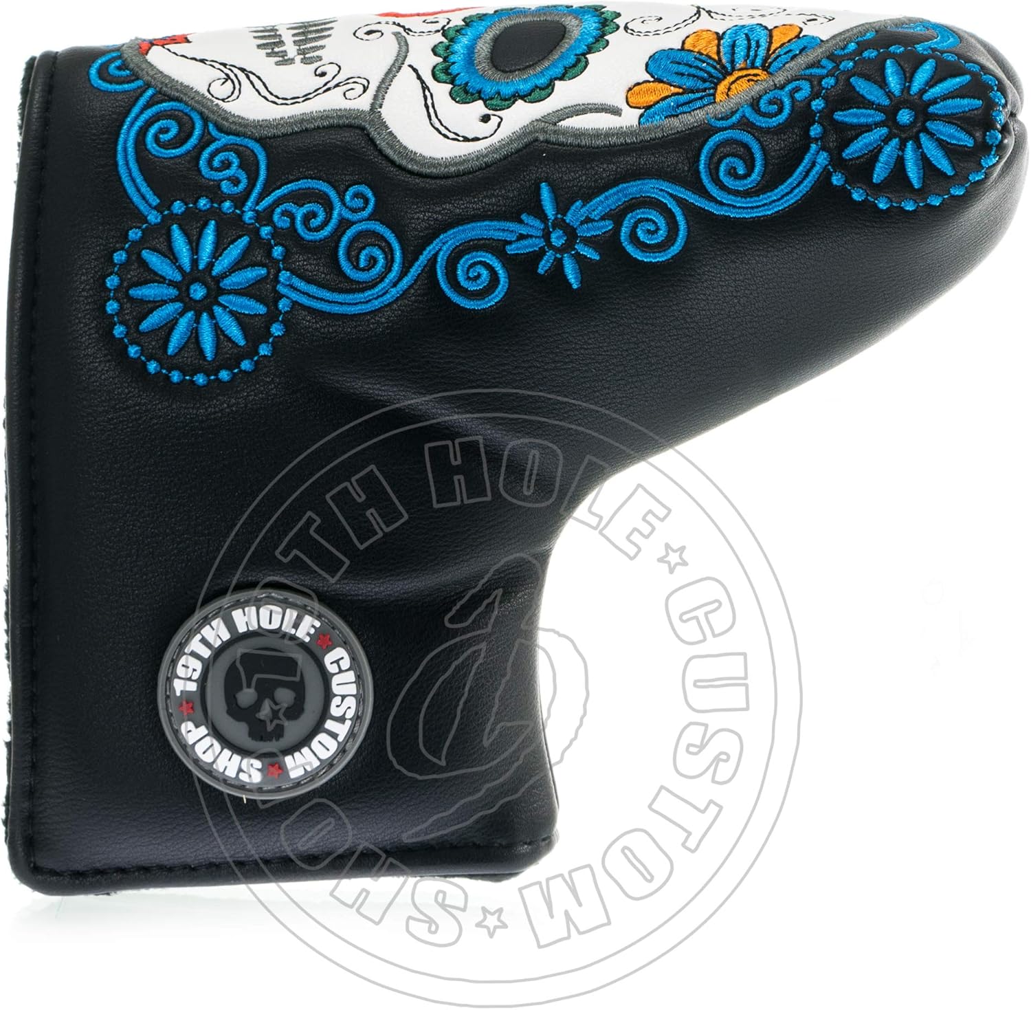 Dia de Los Muertos Sugar Skull Golf Blade and Mid Mallet Putter Headcover, Black
