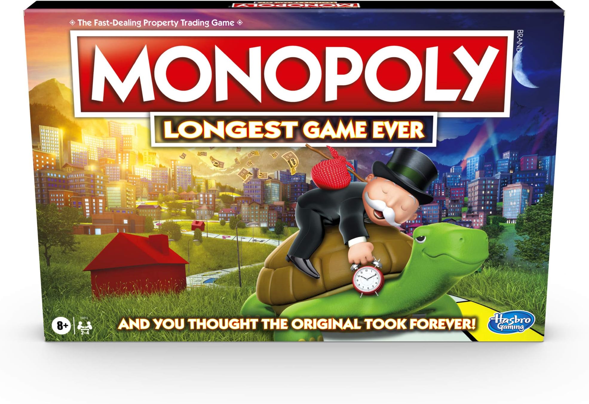 Monopoly Longest Game Ever, Classic Monopoly Gameplay with Extended Play, Monopoly Board Game for Ages 8 and Up (Amazon Exclusive), Multicolor